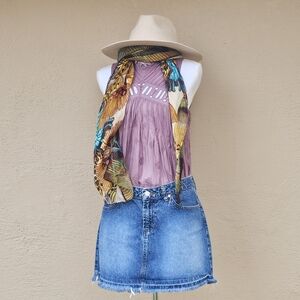 Free People FP One Eloise Sleeveless Mauve Button Down Back Open Sheer Tunic Top